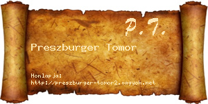 Preszburger Tomor névjegykártya